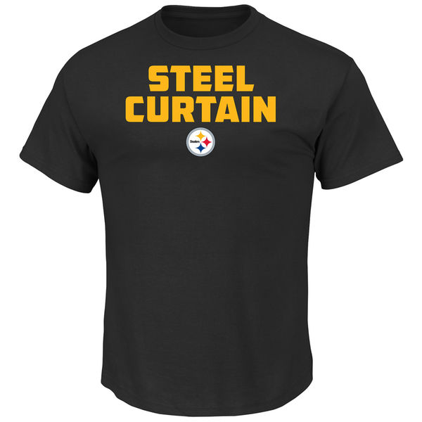 Men NFL Pittsburgh Steelers Majestic Hot Phrase TShirt Black